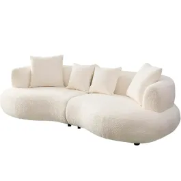 Sofá Curvo SSC Satituncasa 4 Plazas Bouclé Crema