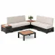 Juego de muebles de patio metálico 6 piezas con cojines y mesa auxiliar