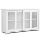 Aparador de cocina, armario de cocina, armario multiusos con puertas correderas (blanco)