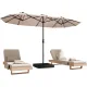 Sombrilla rectangular grande de patio con manivela y doble cara