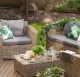 Sofá de Terraza 2-1 de Ratán Natural con Cojines, Resistente al Exterior