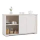 Armario de Cocina con Puertas Correderas y Estante Ajustable, Blanco Crema