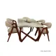 Comedor brennan mesa de marmol con madera 6 sillas