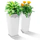 Macetas Altas Blancas para Exterior – Juego de 2 con Drenaje