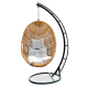 Silla colgante ratán natural tipo ovalado con soporte metalico y 2 cojines
