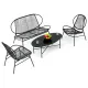 Juego de Muebles Acapulco de Ratán Negro para Patio, 4 Piezas
