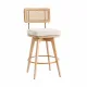 Sillas de Bar Giratorios Ratán Natural y Madera 