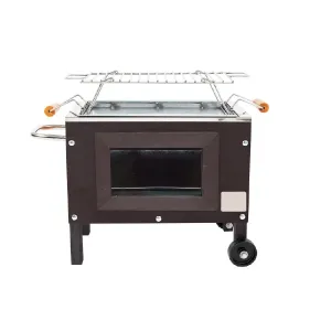 Caja China Negra Chica con Vidrdio + Parrilla de Varillas Galvanizada