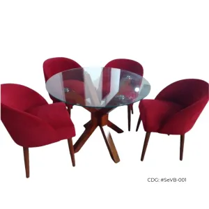 Comedor Circular Verona pequeño 4 sillas Rojo Vivo