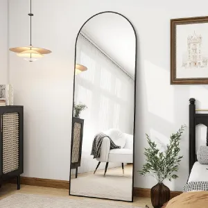 Espejo de Cuerpo Completo Arqueado Negro Moderno
