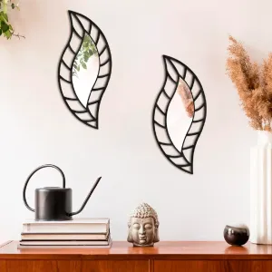 Espejos Decorativos Negros en Forma de Lágrima (Set de 2)