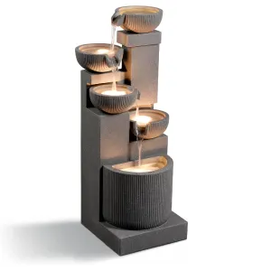 Fuente de agua 5 niveles para exteriores con luces LED – Ecológica y moderna