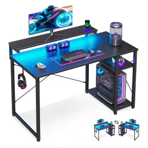 Escritorio Gamer Reversible con Estante y Luces LED