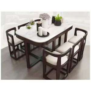 Juego de comedor de 6 sillas ahorrador de espacio