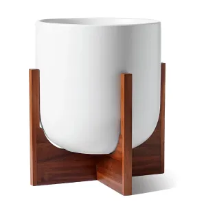 Macetas de cerámica LE TAUCI con soporte de madera para interiores