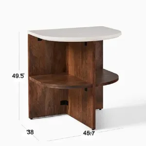 Mesa Lateral Moderna Jefferson MarrónBlanco