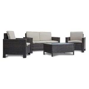 Juego de muebles para terraza Ratán 2-1-1 para terraza con mesa de centro