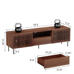 Centro de Entretenimiento Mid-Century de Madera con Cajón