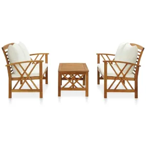 Juego de patio 3 piezas de madera de acacia moderno