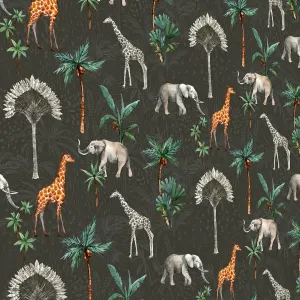 Papel Tapiz Infantil COD. 5131-2 – Diseño Safari Tropical Oscuro – Rollo de 15 m²