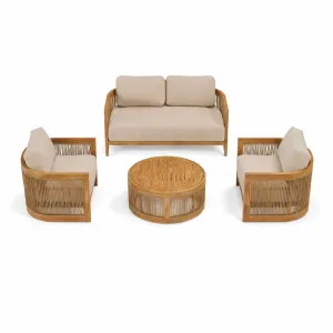 Juego de sofá de exterior Villa Rope Teak Wood 