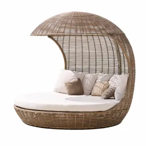 Sofá de mimbre redondo tipo Nido de Pájaro reclinable para patio