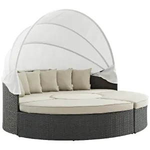 Reposera Modway Sojourn Sunbrella con dosel y cojines para exteriores