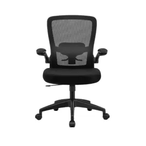 Silla de malla con respaldo alto ajustable, reposabrazos giratoria ejecutiva, cómoda silla de computadora para oficina en casa (negro)