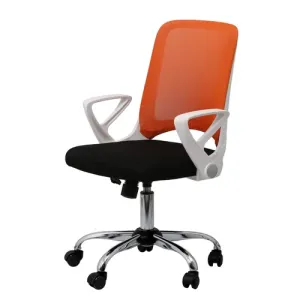 Silla Ergonómica Didi de malla para oficina, color naranja