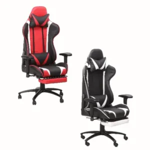 Silla Gamer Ergonómica con almohadilla lumbar, regulable y cabecera acolchonada.