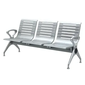 Silla Tándem de 3 Asientos con Reposabrazos – Gris, Ideal para Sala de Espera