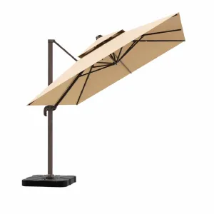 Sombrilla rectangular grande para patio con rotación 360°