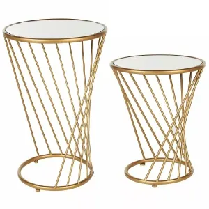 Beliani Conjunto de 2 Mesas de Centro de Metal y Vidrio Dorado TWIST