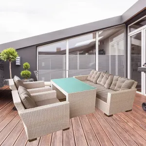 Juego de mueble ratán para terraza 3-1-1 con mesa de centro alta