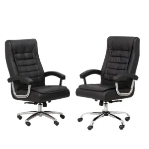 Silla de oficina Boss gerencial, apoyabrazos, base y brazos cromados, asiento regulable