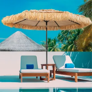 Sombrilla Tiki grande para patio y playa, estilo hawaiano, con inclinaci&oacute;n y manivela