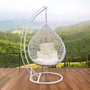 Silla colgante ratán sintético blanco terraza