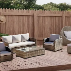 Juego de muebles de ratán 3-1-1 para terraza