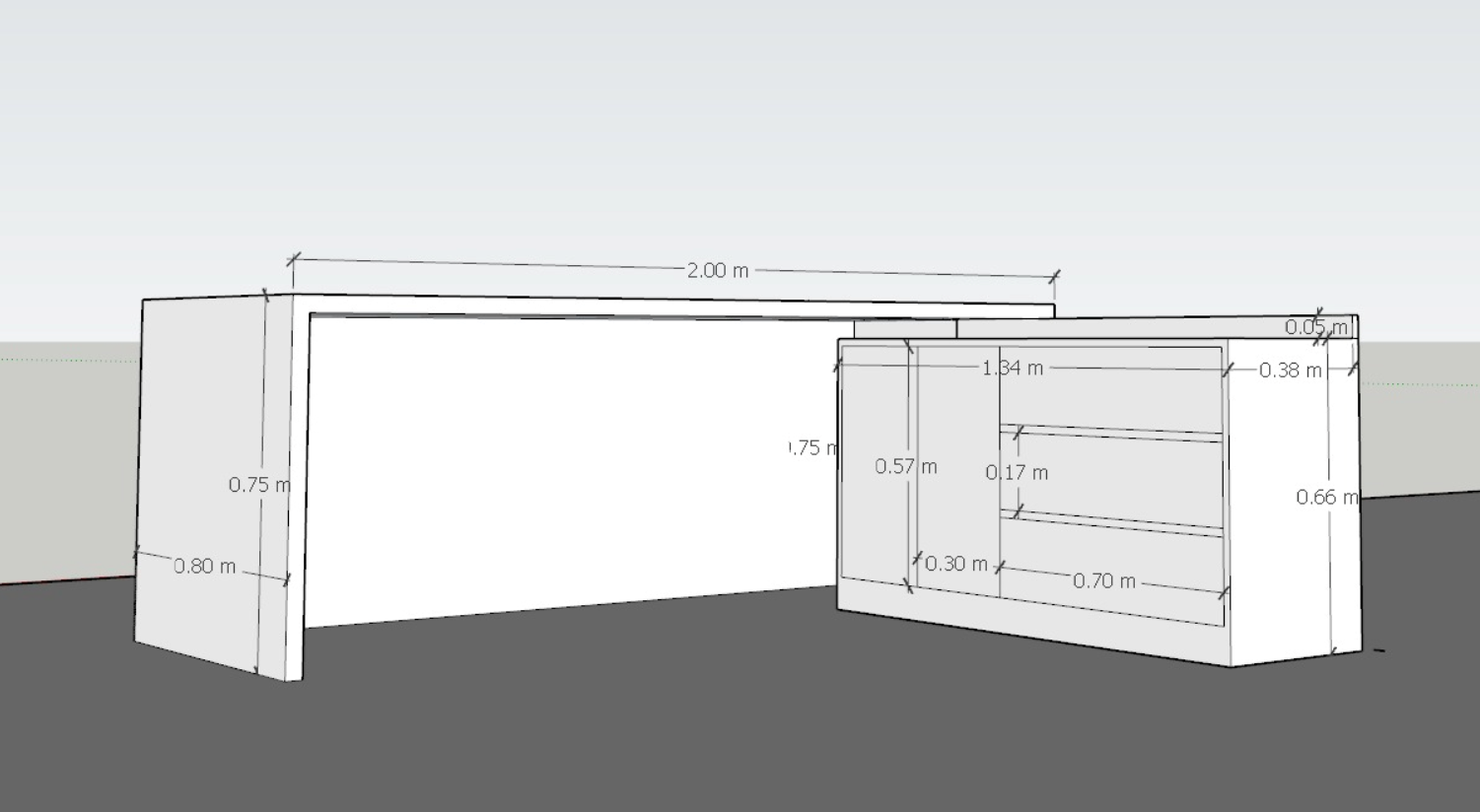 Escritorio Gerencial KERIAM. Melamina de 36mm. Medidas Credenza 180 largo x 65 cm de alto - Imagen 4