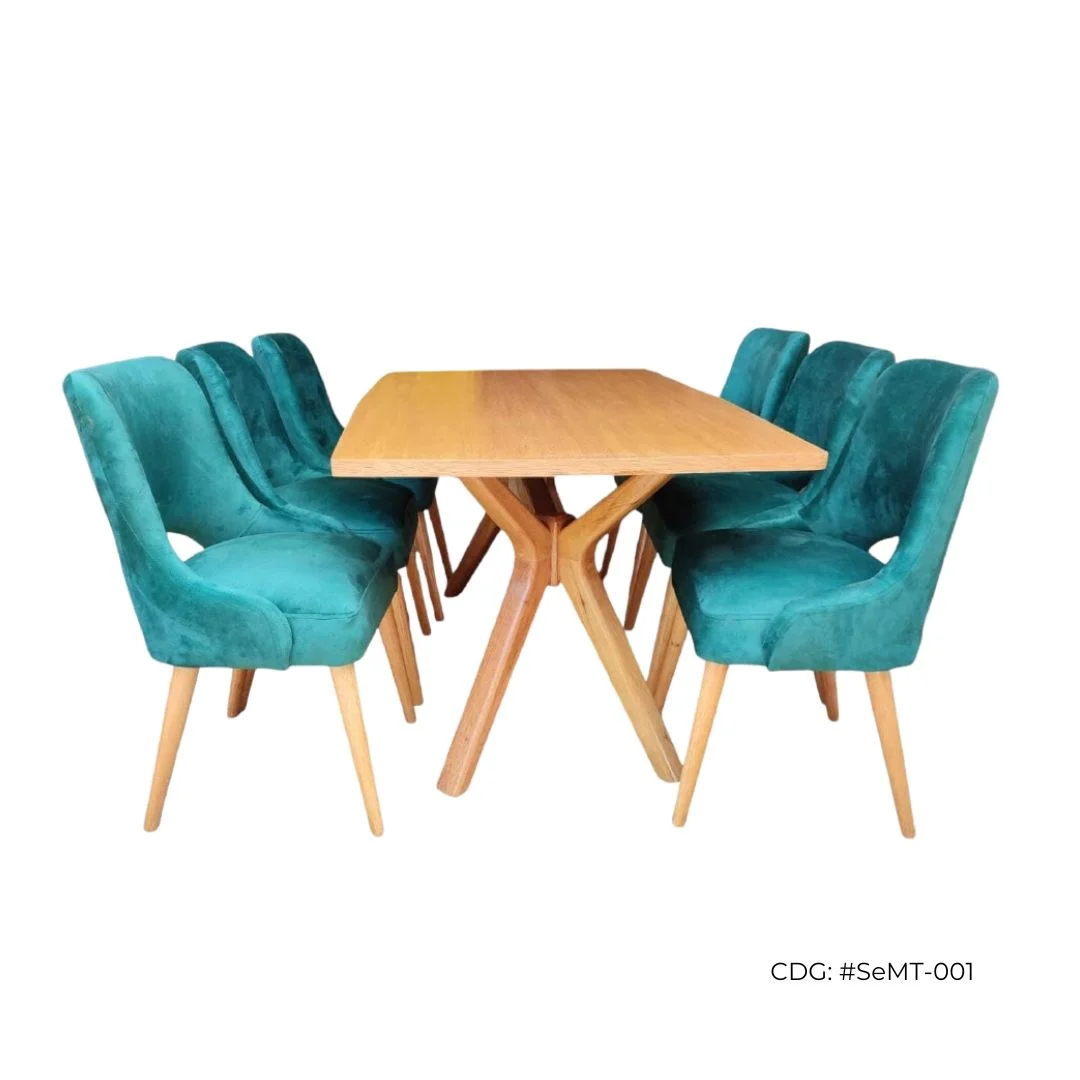 Juego de comedor de Madera Semt color Esmeralda 6 sillas