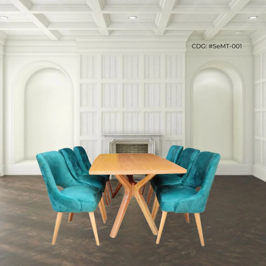 Juego de comedor de Madera Semt color Esmeralda 6 sillas - Imagen 2